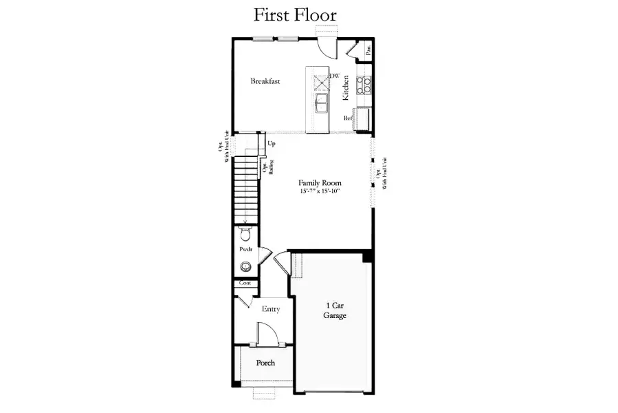 2D floor plan layout of this home in North First Street Townes, Mebane, NC (Image 3).