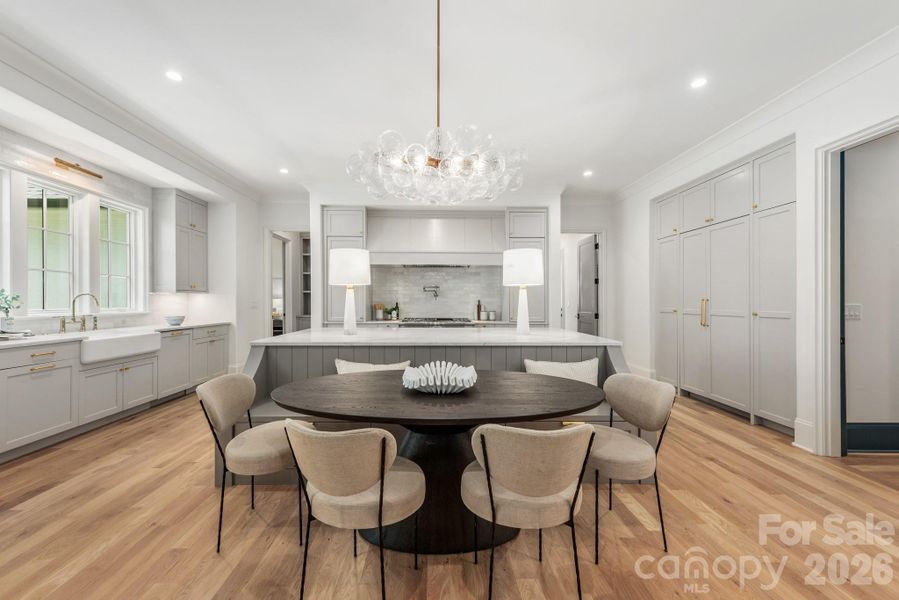 Kitchen banquette built into the island