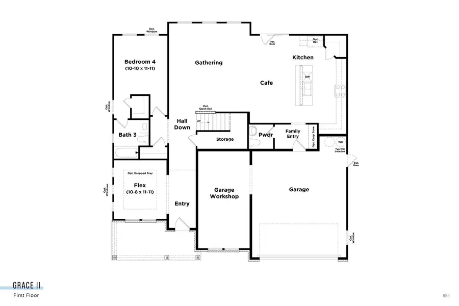 2D floor plan layout for the Grace II by DRB Homes in Richvale Estates, Fairview, TN (Image 3).