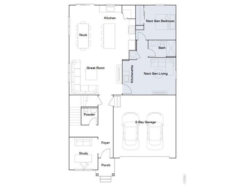 2D floor plan layout of this home in Prairie Song, Windsor, CO (Image 2).