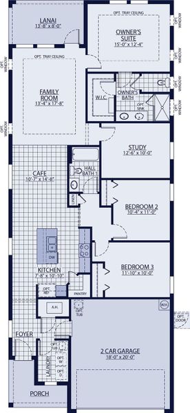 2D floor plan layout for the Cypress by William Ryan Homes in The Sanctuary – Coastal Collection, Punta Gorda, FL (Image 4).