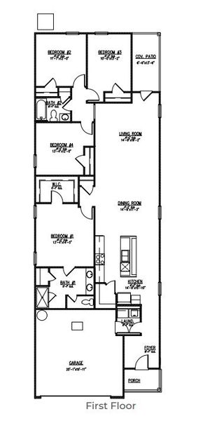 2D floor plan layout of this home in The Lakes at North Glynn, Brunswick, GA (Image 4).