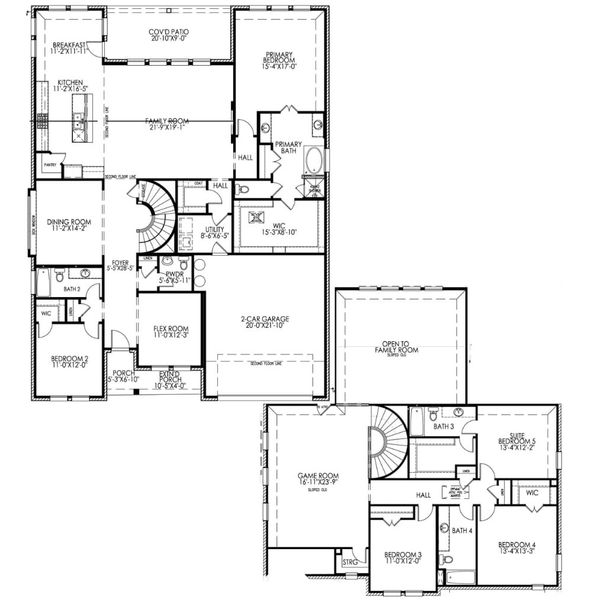 2D floor plan layout for the The Mockingbird by Lillian Custom Homes in Polo Ridge, Forney, TX (Image 7).
