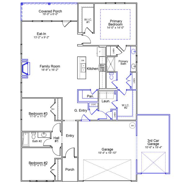 2D floor plan layout of this home in Dove Hollow, Chesnee, SC (Image 2).