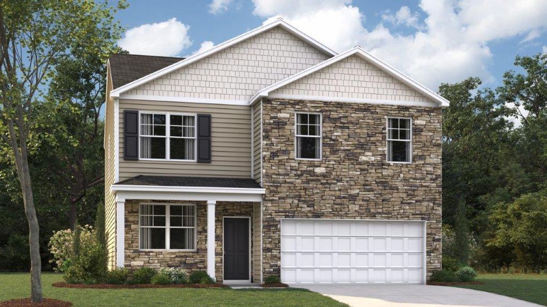 Representative exterior photo of a completed home built from the Belhaven by D.R. Horton in Powell Meadows, Cleveland, TN (Image 2).