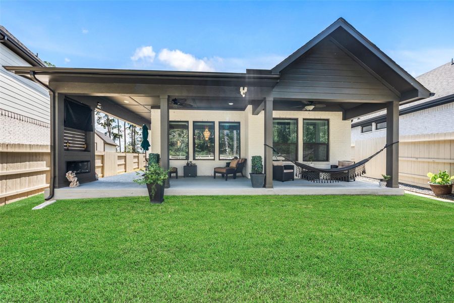Exterior details and patio area of a home in Audubon - Terrace Collection, Magnolia (Image 3).