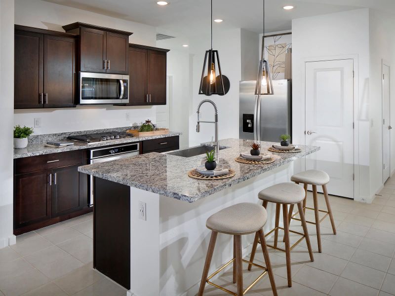 The spacious kitchen counter makes it easy to entertain.