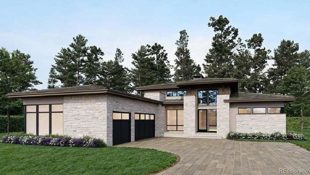 Front exterior of a new home in The Summit at Castle Pines, Castle Rock, CO, highlighting curb appeal (Image 1). Front exterior of a new home in The Summit at Castle Pines, Castle Rock, CO, highlighting curb appeal (Image 1).