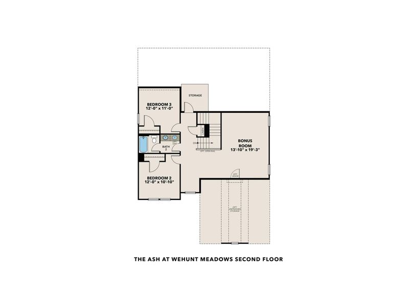 2D floor plan layout for the The Ash C at Wehunt Meadows by Davidson Homes LLC in Wehunt Meadows, Hoschton, GA (Image 4).
