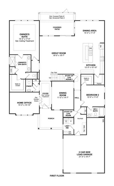 2D floor plan layout for the Ravenna Loft by K. Hovnanian® Homes in K. Hovnanian's® Four Seasons at Carolina Oaks, Bluffton, SC (Image 3).