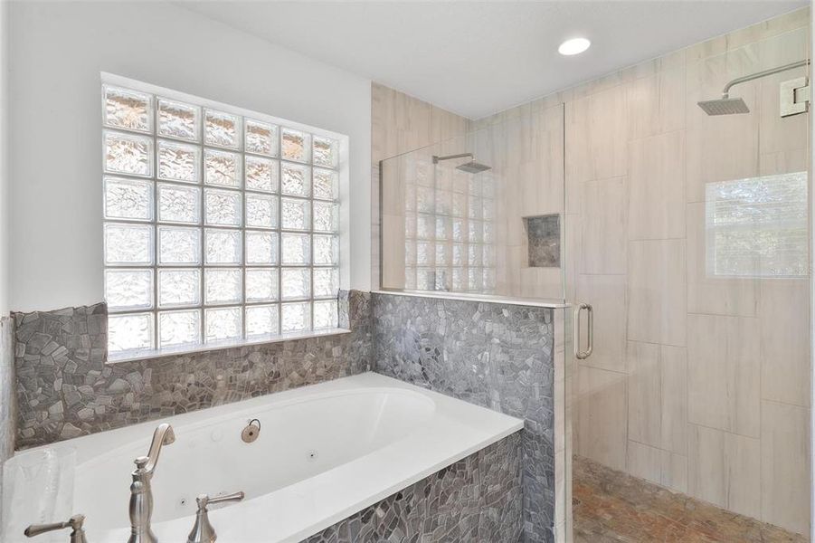 Primary Bathroom with Garden Tub and Walk-in Shower