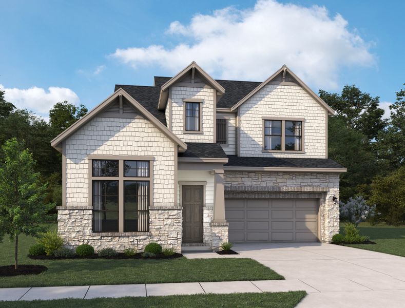 Representative exterior photo of a completed home built from the Phoebe by Ashton Woods in Oakwood Estates, Waller, TX (Image 4).