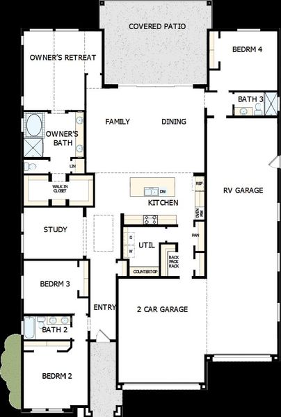 2D floor plan layout of this home in Tamber at Soleo, San Tan Valley, AZ (Image 2).