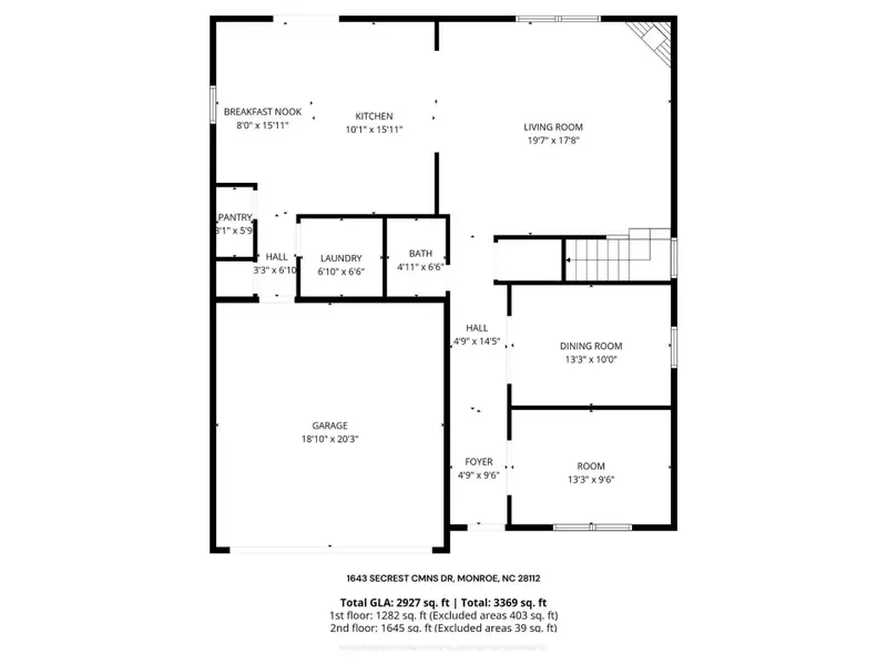 2D floor plan layout of this home in Secrest Commons, Monroe, NC (Image 4). 2D floor plan layout of this home in Secrest Commons, Monroe, NC (Image 4).