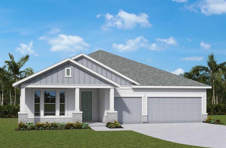 Front exterior of a new home in Coasterra, Palmetto, FL, highlighting curb appeal (Image 1). Front exterior of a new home in Coasterra, Palmetto, FL, highlighting curb appeal (Image 1).
