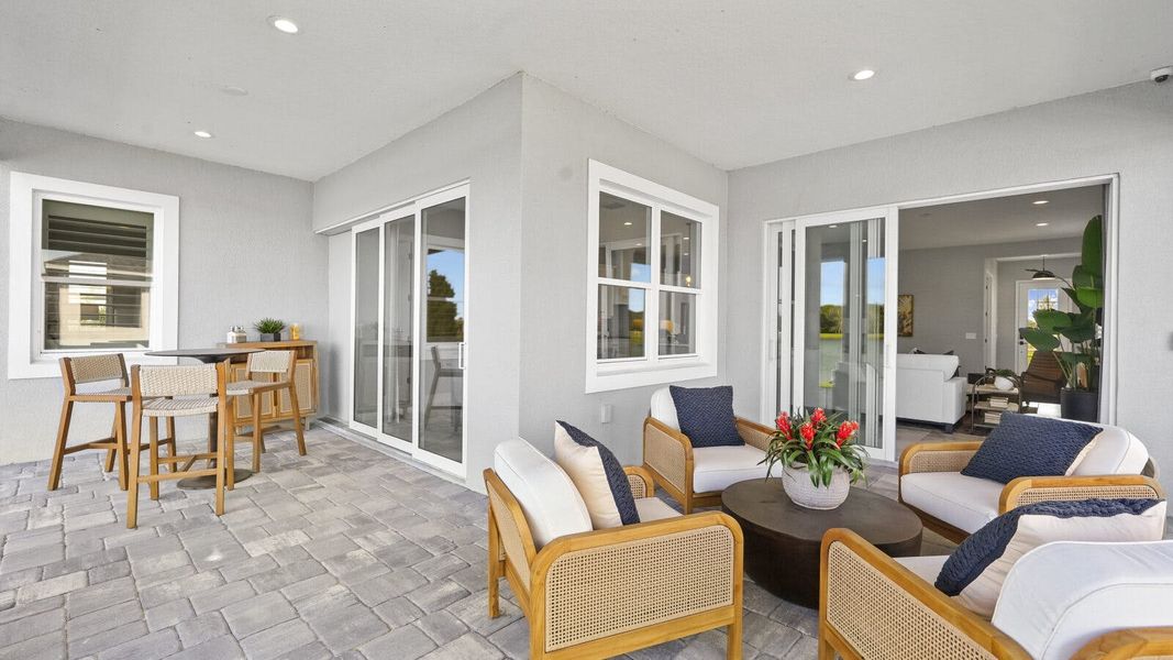 Exterior details and patio area of a home in Wildleaf Real Estate and Homes for Sale in Parrish, FL - Neal Communities, Parrish (Image 20).