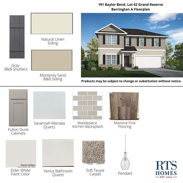 2D floor plan layout of this home in Grand Reserve, Hinesville, GA (Image 5).