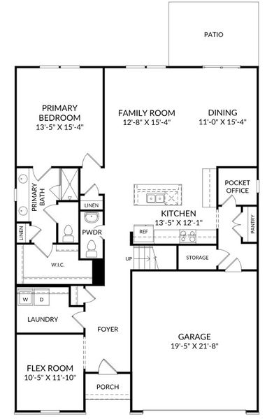 2D floor plan layout for the The Garland by Stanley Martin Homes in Belgrave, Lexington, SC (Image 6).