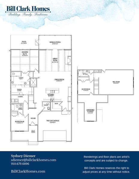 2D floor plan layout of this home in Riverside Cove, Wilmington, NC (Image 5).
