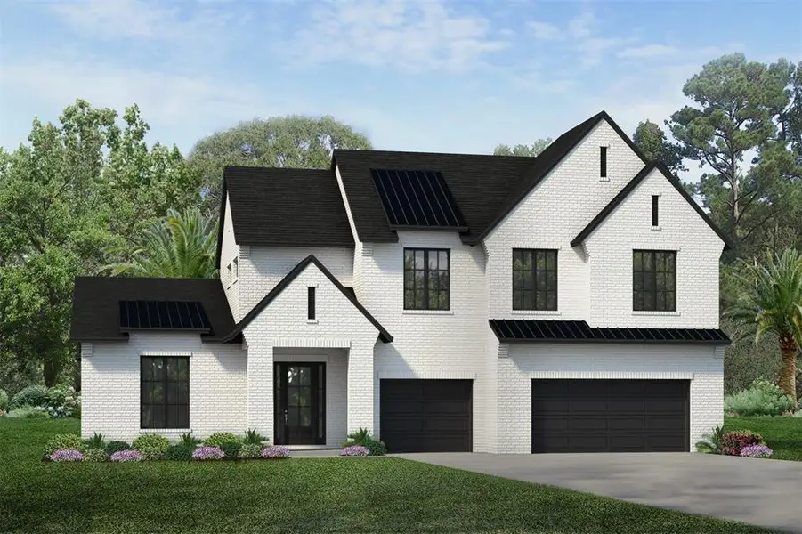 Front exterior of a new home in Laureate Village, Newberry, FL, highlighting curb appeal (Image 1). Front exterior of a new home in Laureate Village, Newberry, FL, highlighting curb appeal (Image 1).