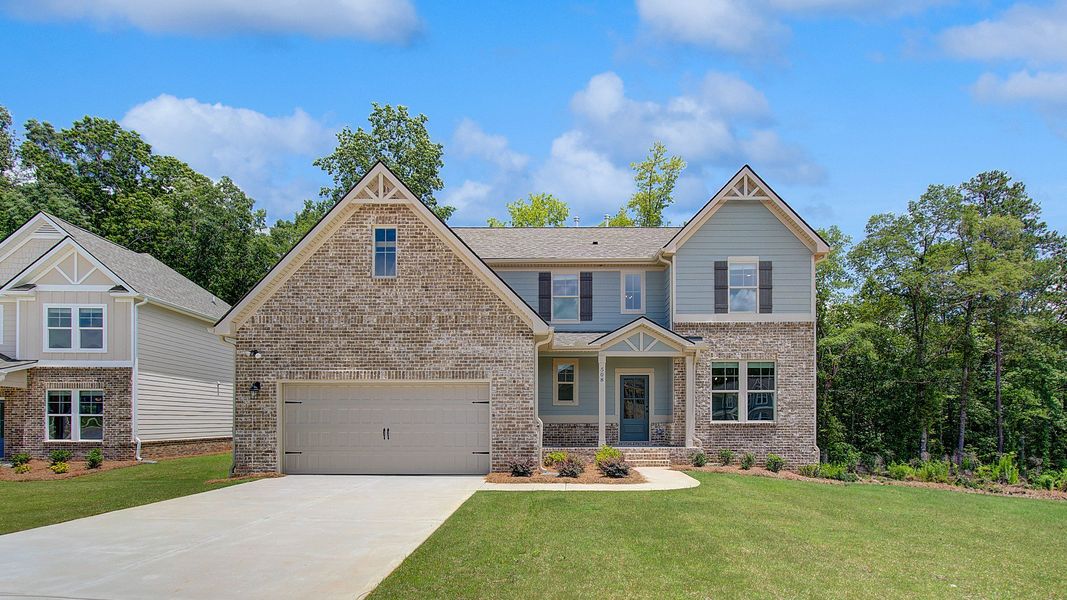 Representative exterior photo of a completed home built from the Lauren II by DRB Homes in Kingston, Locust Grove, GA (Image 2).