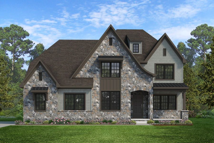 Representative exterior photo of a completed home built from the Nottingham by Keystone Custom Homes in Preserve at Mayes Meadow, Cornelius, NC (Image 22). Representative exterior photo of a completed home built from the Nottingham by Keystone Custom Homes in Preserve at Mayes Meadow, Cornelius, NC (Image 22).