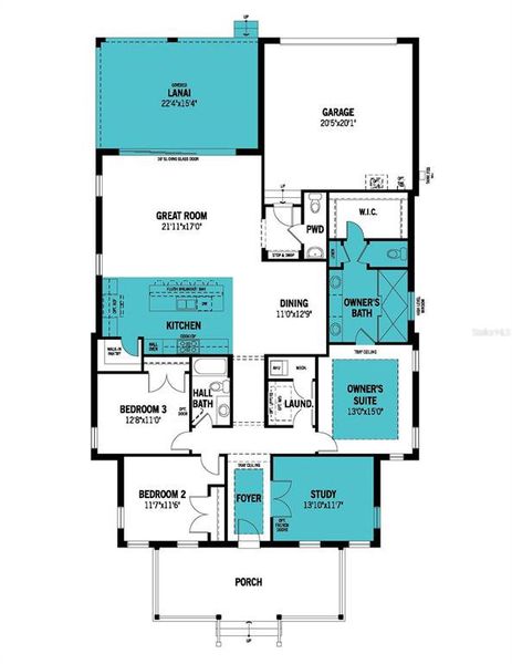 2D floor plan layout of this home in Celebration, Kissimmee, FL (Image 3).