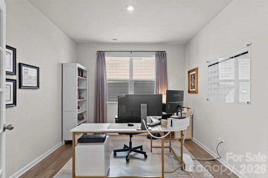 Office with lots of space and glass pain french doors Office with lots of space and glass pain french doors