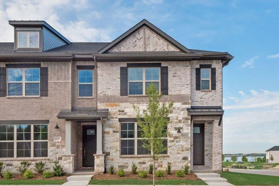 Front exterior of a new home in Bayside, Rowlett, TX, highlighting curb appeal (Image 21).