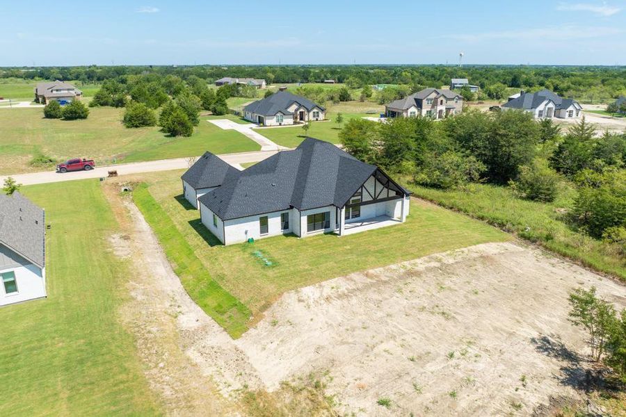 Aerial perspective of suburban area