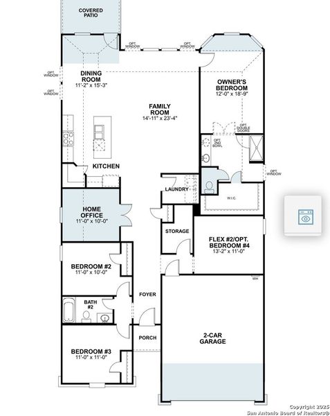 2D floor plan layout of this home in Jordan's Ranch, San Antonio, TX (Image 3).