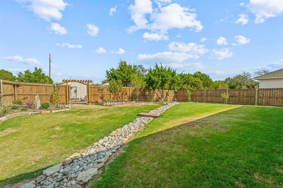 View of fenced backyard