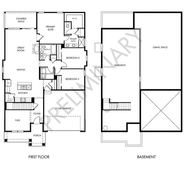 2D floor plan layout of this home in Buffalo Highlands: The Canyon Collection, Commerce City, CO (Image 4).