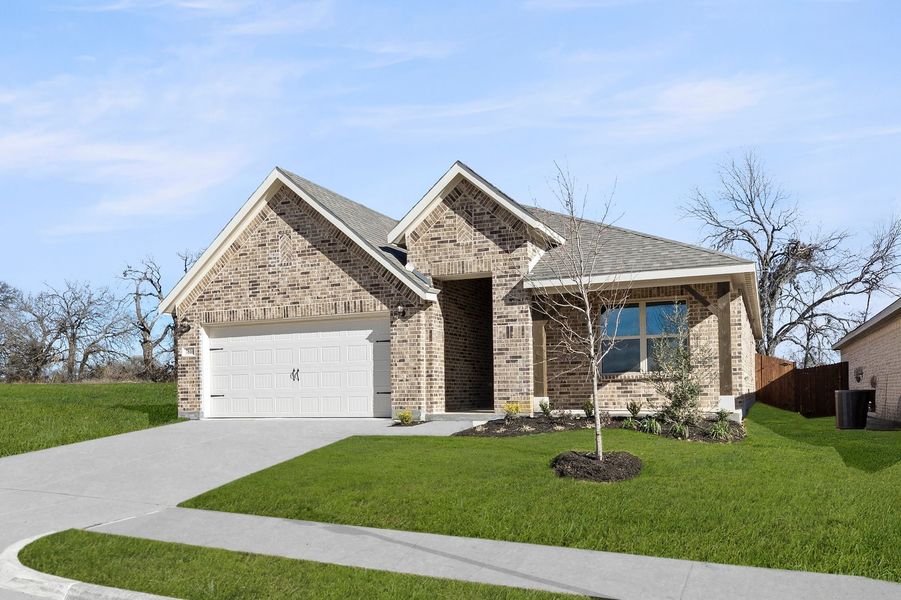 Front exterior of a new home in Belmont, Aubrey, TX, highlighting curb appeal (Image 2). Front exterior of a new home in Belmont, Aubrey, TX, highlighting curb appeal (Image 2).
