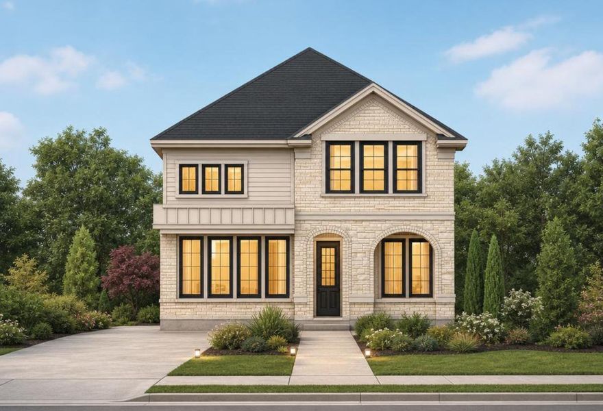 Representative exterior photo of a completed home built from the Royal Willow by Grand Homes in Walton Ridge - Carriage, Corinth, TX (Image 11). Representative exterior photo of a completed home built from the Royal Willow by Grand Homes in Walton Ridge - Carriage, Corinth, TX (Image 11).