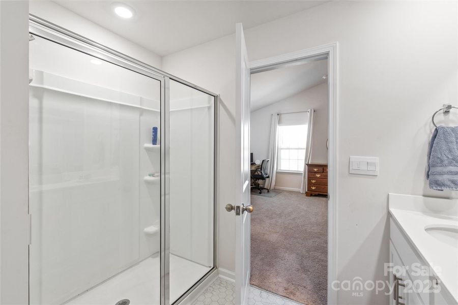 Walk-in shower in primary bathroom