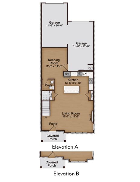 2D floor plan layout for the Mallard by McKinley Homes in Kinsley, Wake Forest, NC (Image 3).
