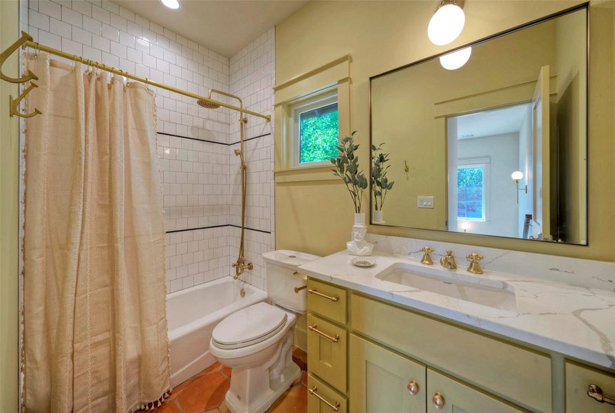 Another gorgeous upstairs bath with Saltillo tile and roomy vanity.