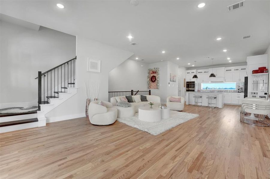 Living room featuring light hardwood / wood-style flooring