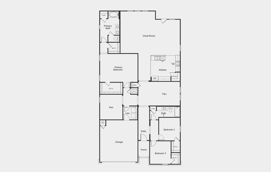 2D floor plan layout for the 2382 by KB Home in Watermill – Classic Collection, Uhland, TX (Image 3).