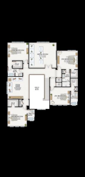 2D floor plan layout for the Olympus by GL Homes in Apex at Avenir, Palm Beach Gardens, FL (Image 4).