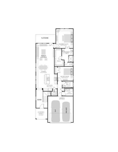 2D floor plan layout of this home in Trinity Ranch, Elgin, TX (Image 3).