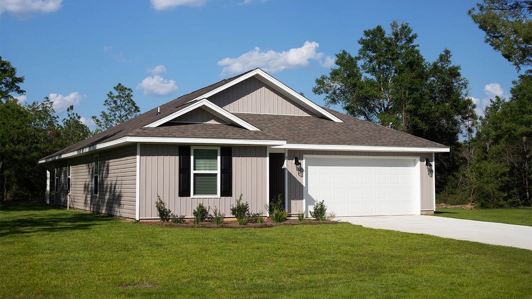 Representative exterior photo of a completed home built from the Lakeside by D.R. Horton in Sunny Hills, Chipley, FL (Image 2).