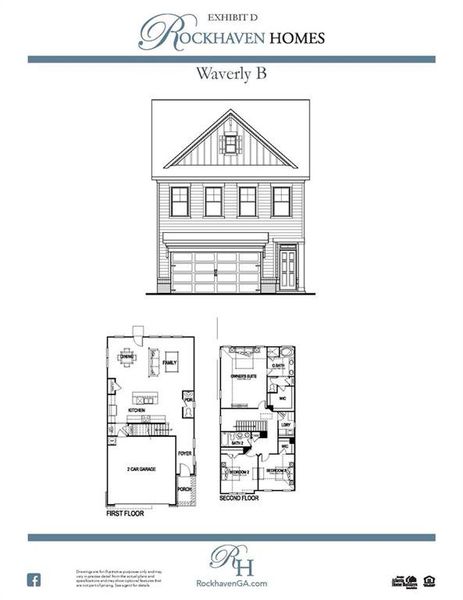 2D floor plan layout of this home in The Retreat at Walden Park, Jonesboro, GA (Image 3).