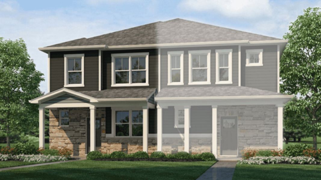 Front exterior of a new home in Revere at Johnstown, Johnstown, CO, highlighting curb appeal (Image 2). Front exterior of a new home in Revere at Johnstown, Johnstown, CO, highlighting curb appeal (Image 2).