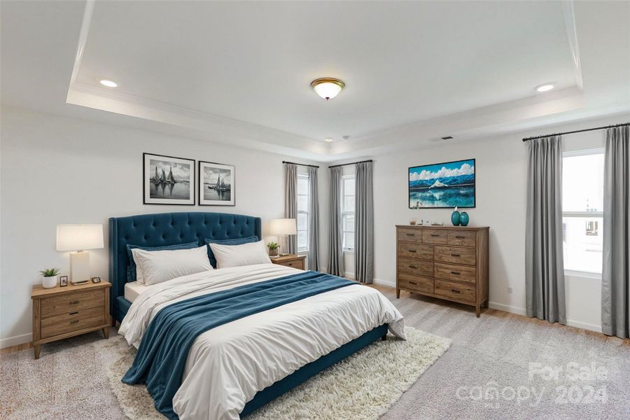 Owners bedroom shown with virtual staging