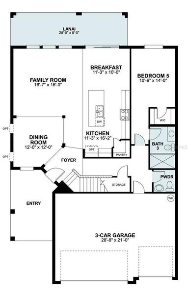 2D floor plan layout of this home in Bay Lake Farms, St. Cloud, FL (Image 3).