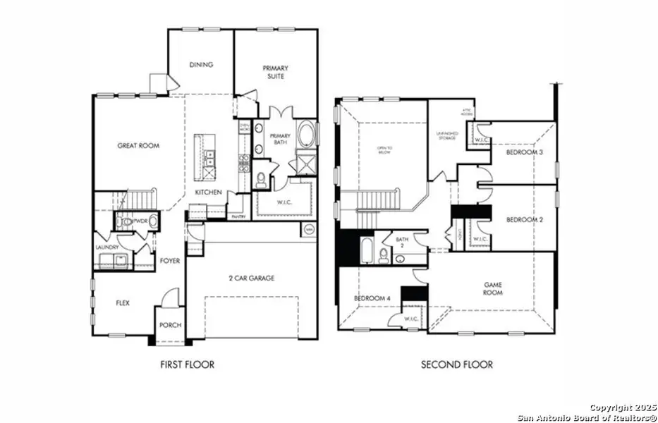 2D floor plan layout of this home in Carmel Ranch, Schertz, TX (Image 5).