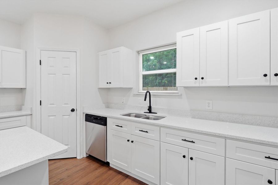 Beautiful cabinetry for storage, light and bright!
