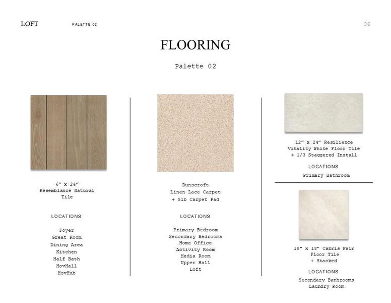 Loft Look Palette 2: Flooring Selection Sheet (*Artist rendering used for illustration purposes only.) Loft Look Palette 2: Flooring Selection Sheet (*Artist rendering used for illustration purposes only.)